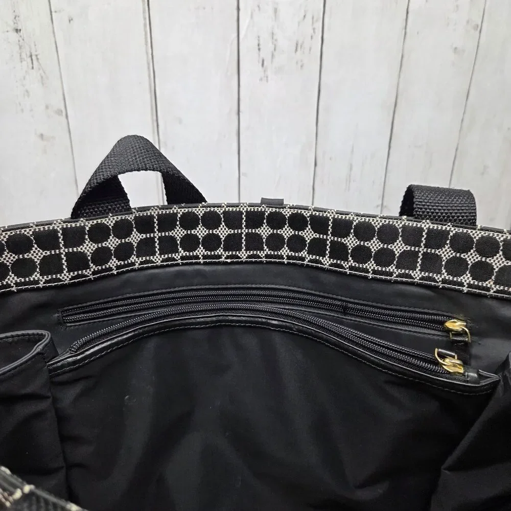 Kate Spade Large Baby Diaper Bag / Tote /Travel /Work Noel Print Black Ivory